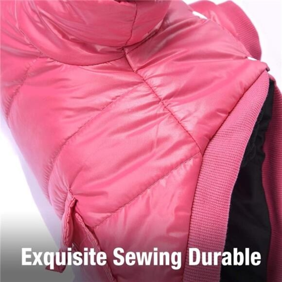 Dog Coat for Small Dogs, Windproof Doggie Puffer Jacket with Leash Hole - Picture 3 of 7